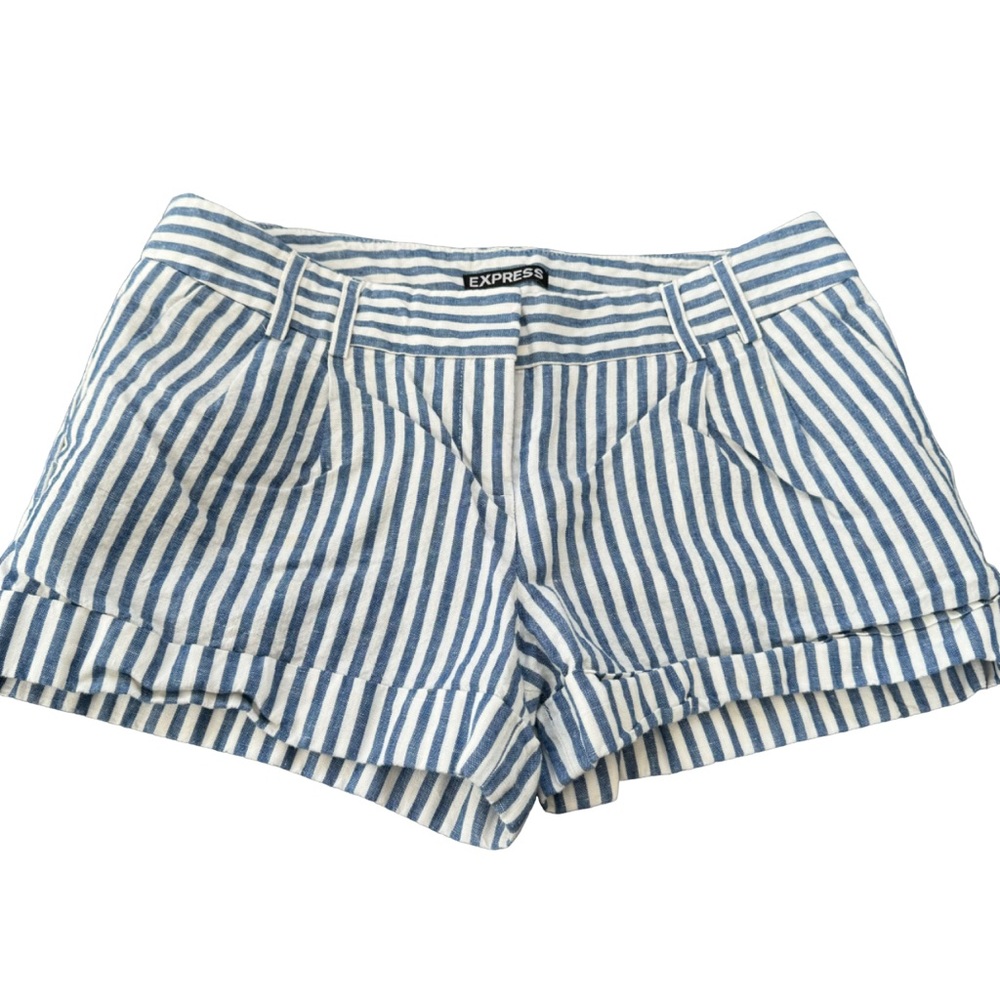 Express Blue Striped Shorts